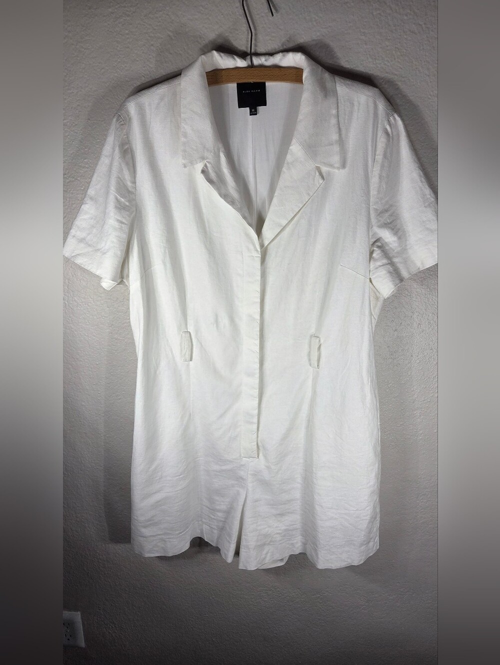 Alex Marie White Button Down Shorts Romper Collared Size 16 Short Sleeve